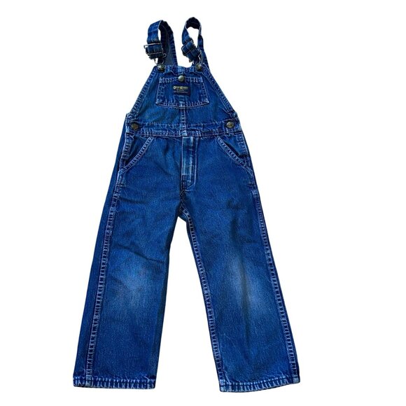 Vtg 90s Oshkosh B'Gosh Vestbak Blue Denim Overalls 4 Made in USA Youth Kids - Picture 1 of 3